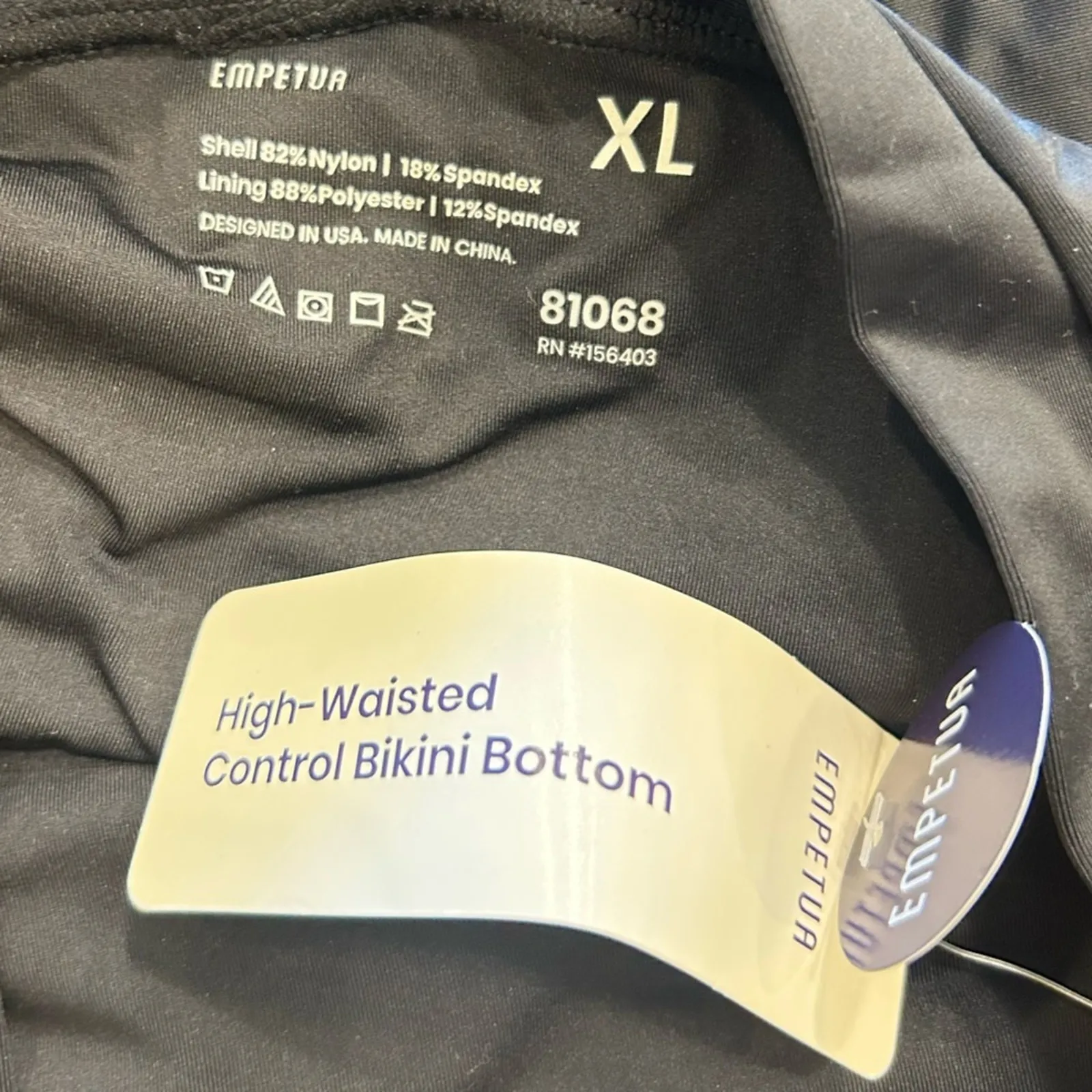 NWT Empetua Shapermint Black High Waisted Control Bikini Bottom Size XL - Image 7