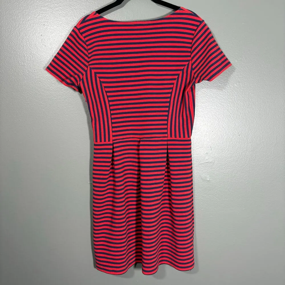 J Crew Women's Blue & Red Striped Preppy Nautical Dress - Size 8 - Pleated Skirt - Image 8