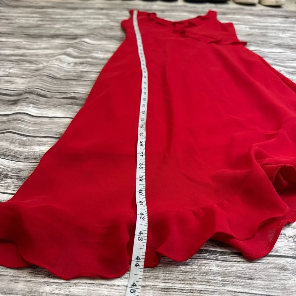 Breakin' Loose Women Faux Wrap Asymmetrical Dress Ruffle 9 10 Bright Red Vintage Size undefined - Image 11