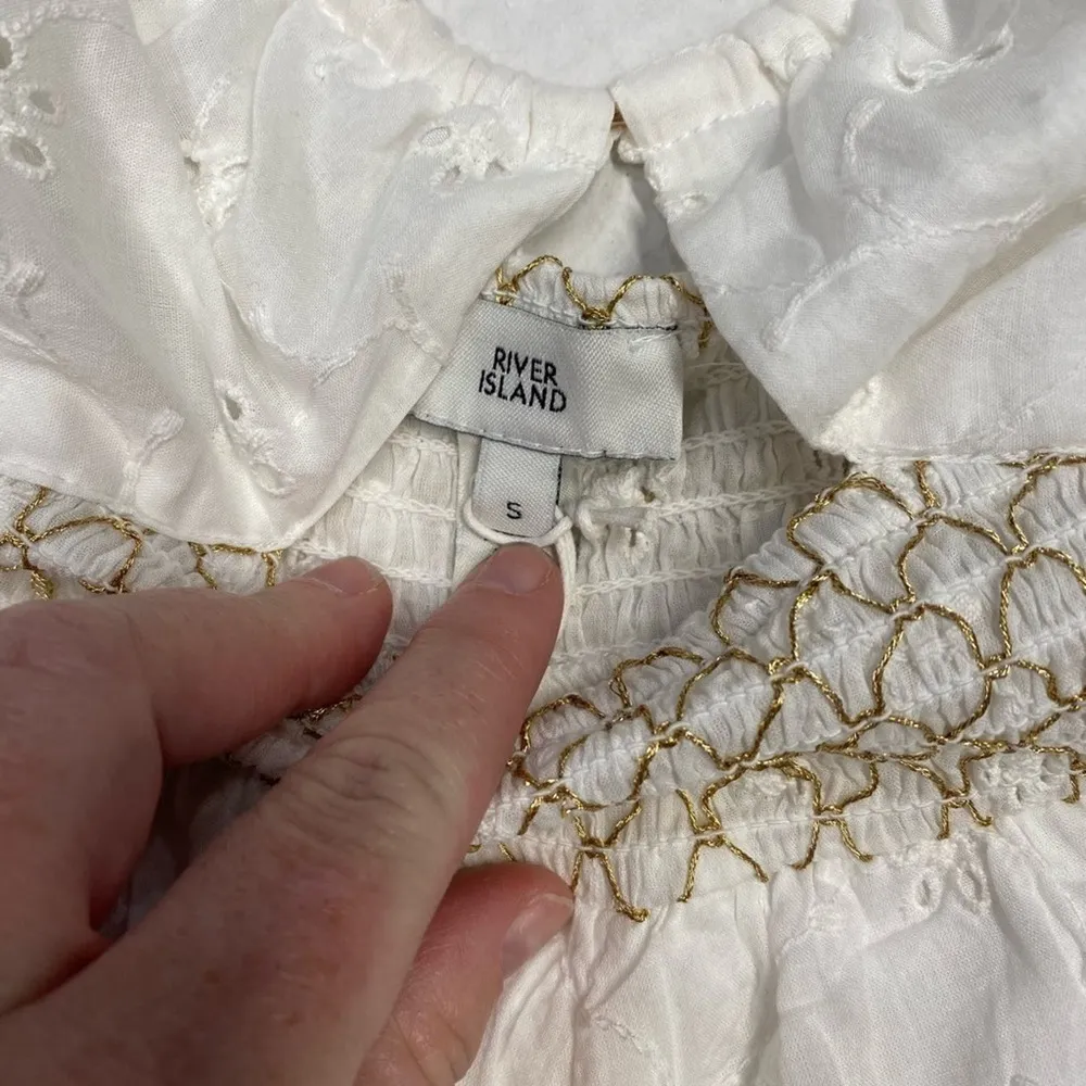 River Island white playsuit romper boho size small (b19) - Image 3