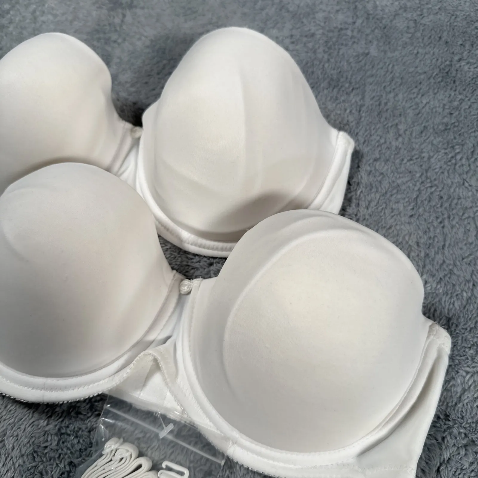 NEW Vintage Hanes Her Way Strapless Bra 36C White Underwire Cotton Padded G722 - Image 5