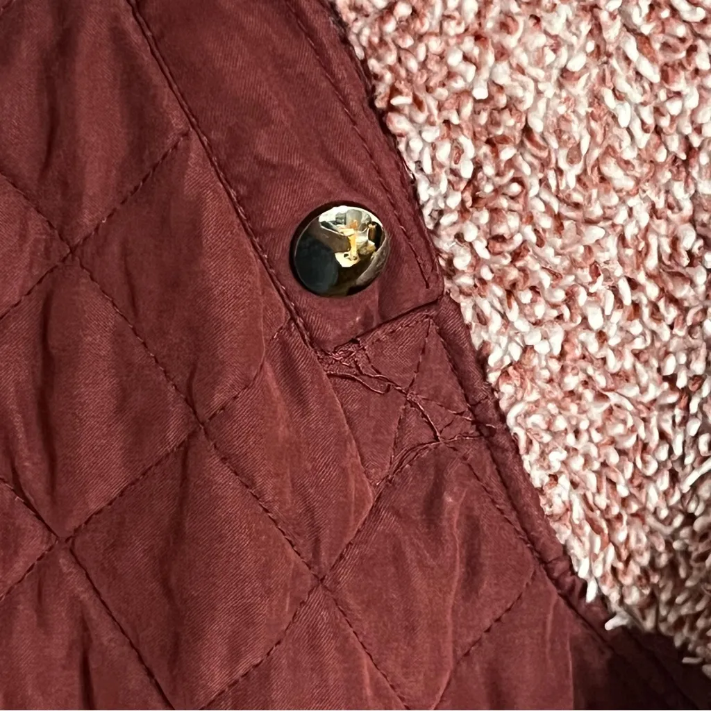 Women’s‎ Vanilla Bay Size Small Burgundy Faux Sherpa Sweatshirt Front Snaps - Image 11