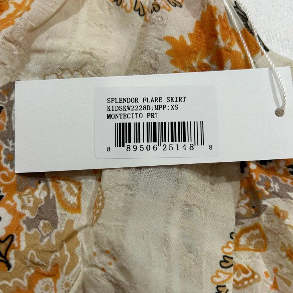 Bishop + Young Splendor Flare Skirt XS Boho Floral Elastic Waist NWT - Image 5