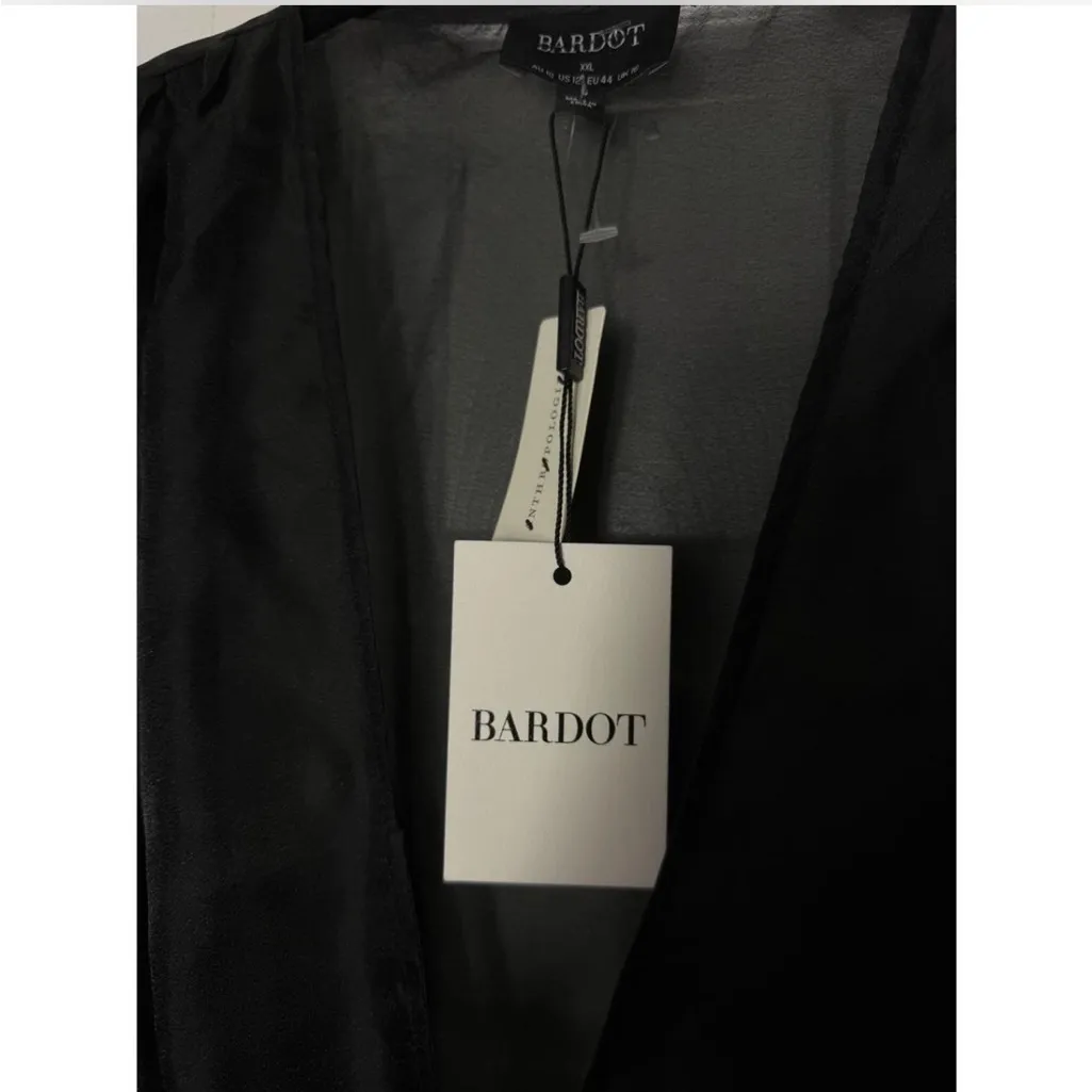 Anthropologie Bardot Black Organza Sheer Wrap Bodysuit Blouse Top Size 12 L - Image 9