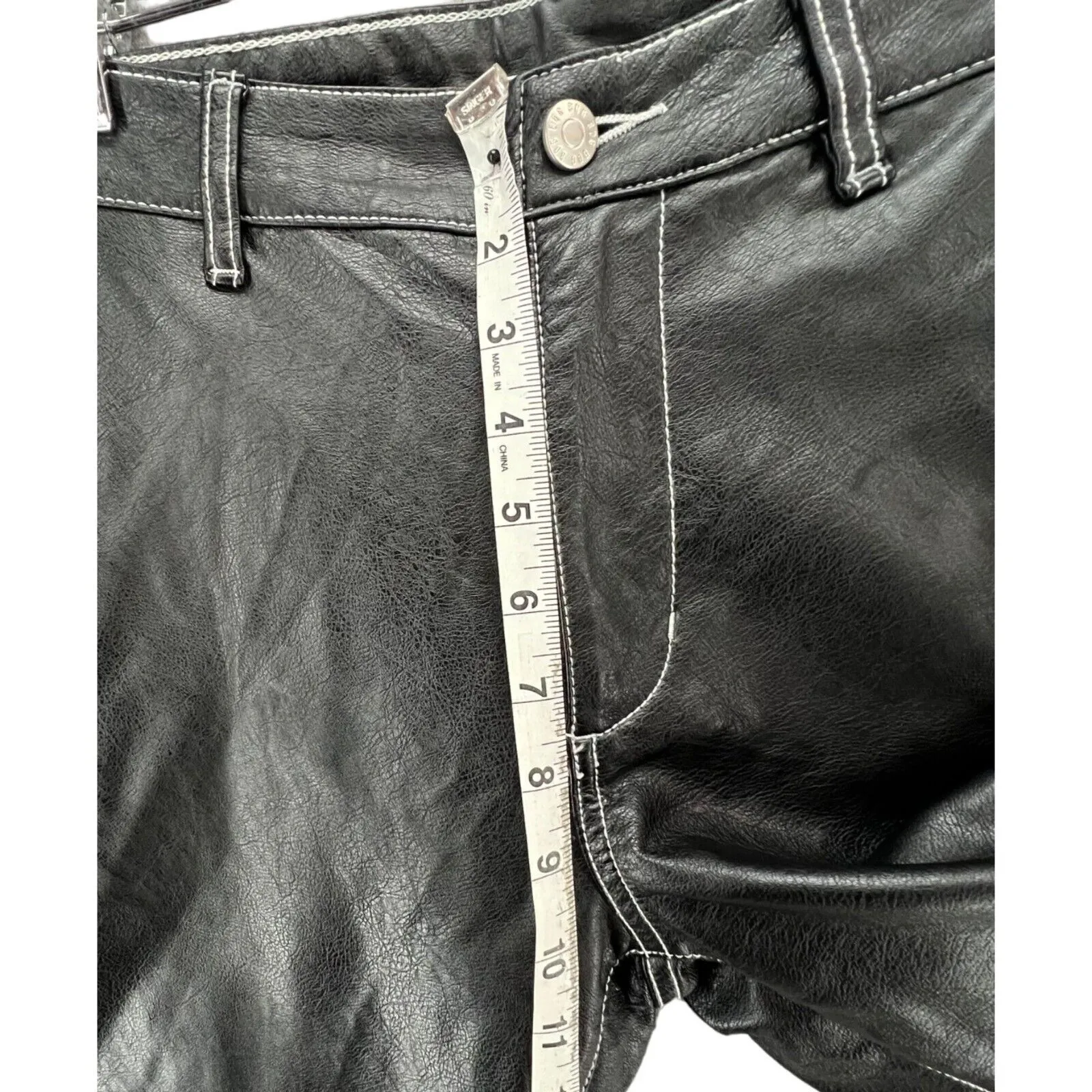 BDG High Rise Carpenter Pants Womens 25 Black Faux Leather Straight Leg Urban - Image 9