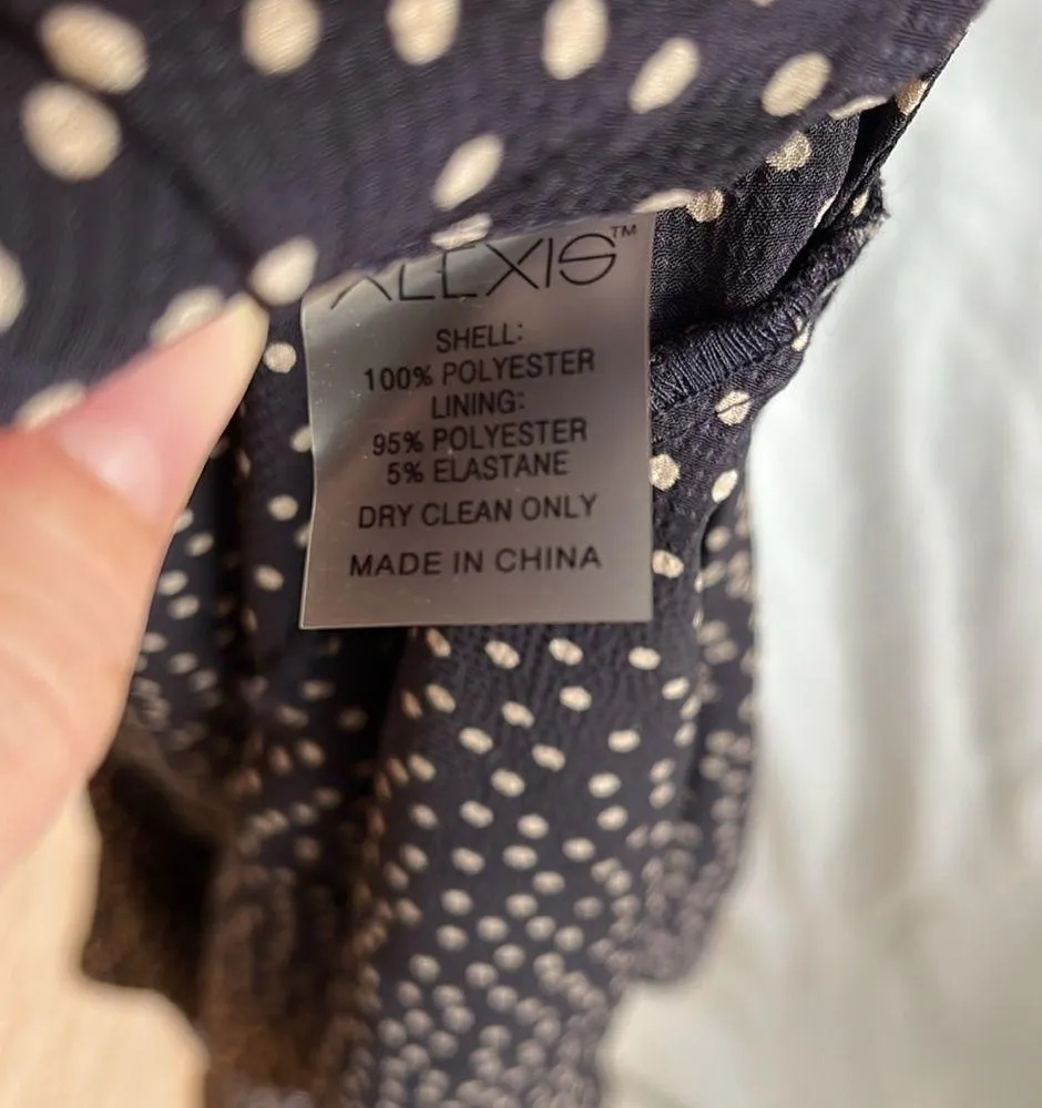 Alexis NWOT Kasany Blue Polka Dot Flowy Neck Tie Flutter Sleeve Midi Dress - Image 9