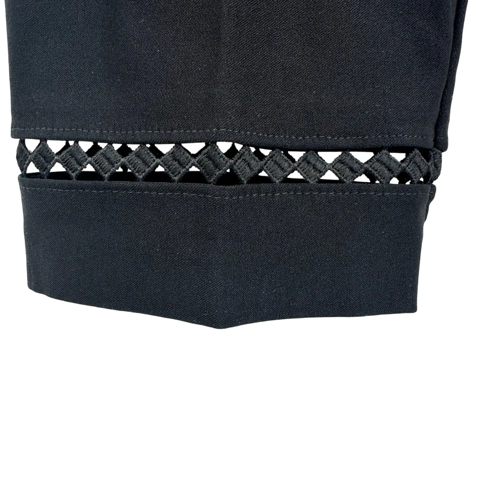 Joseph Ribkoff Size 10‎ Pull On Pants Black Embroidered Cuffs Casual Comfortable - Image 4