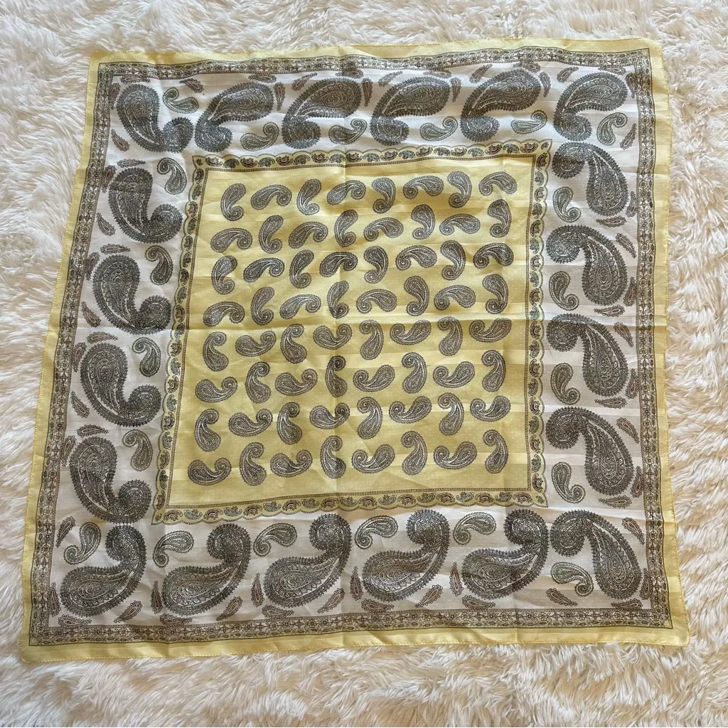 Paisley Print Yellow and Brown Scarf - Image 5