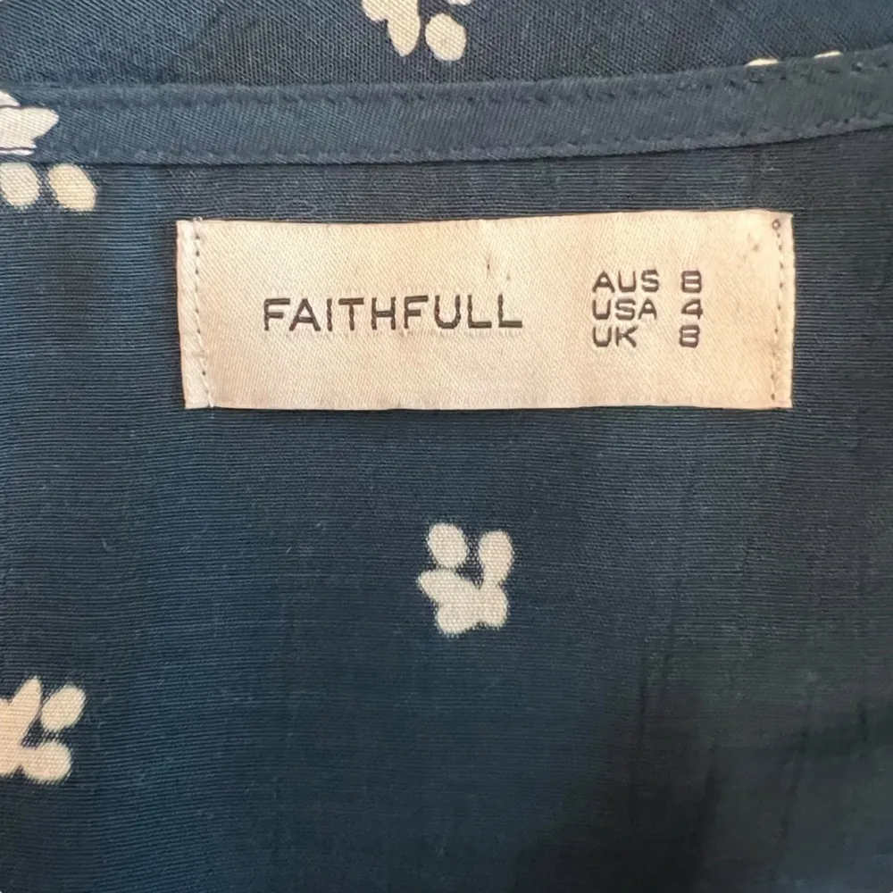 Faithful The Brand - Blue Printed Wrap Mini Dress Sz 4 - Image 10