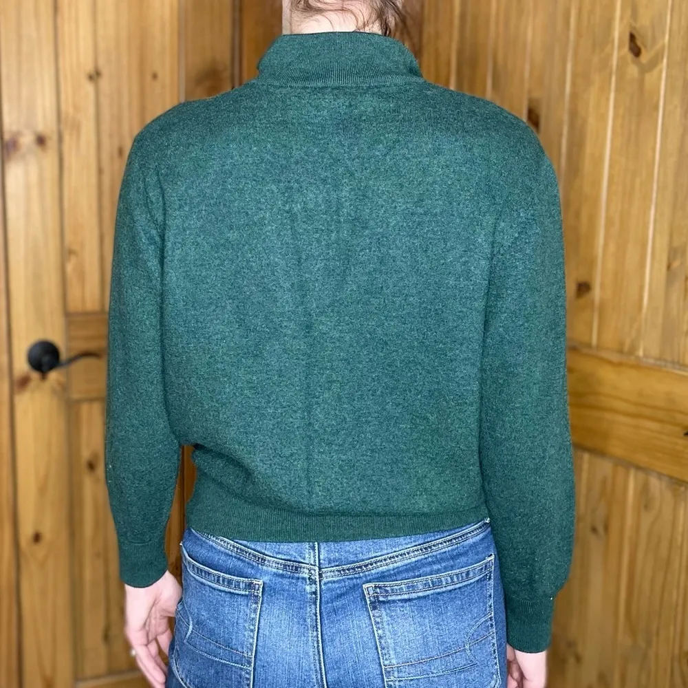 Turtleson Forest Green Merino Wool Quarter Zip Sweater Size M - Image 3
