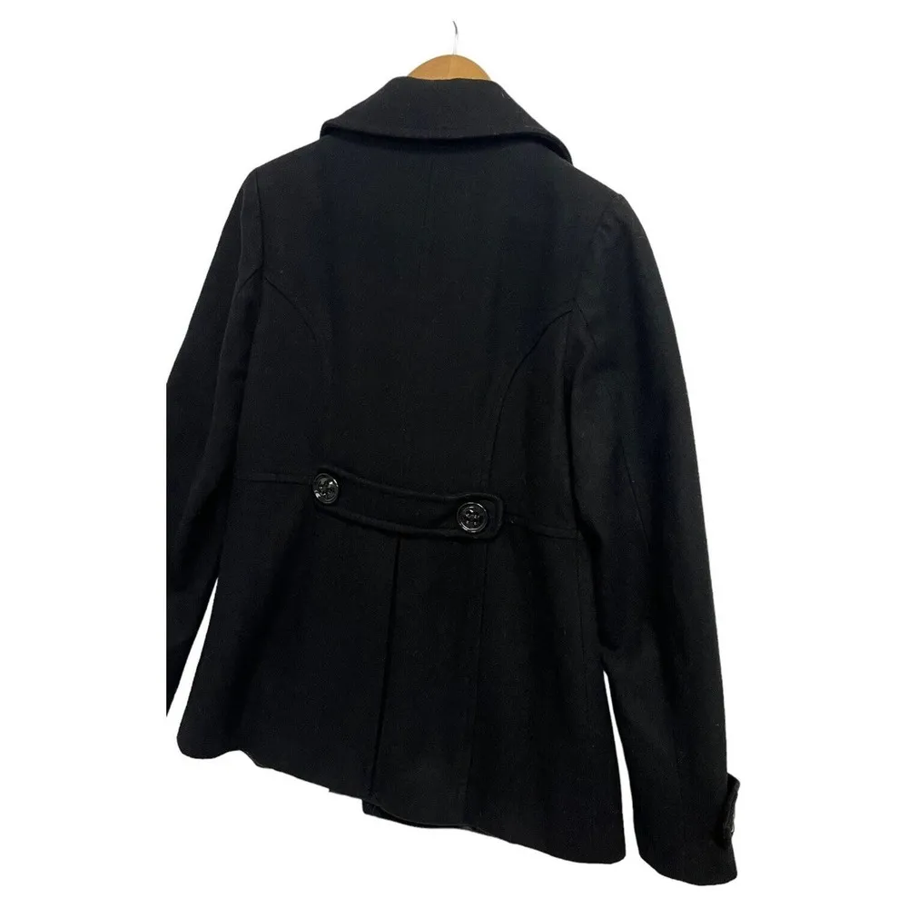 Paper Doll Womens Large Wool Pea Coat Double Breasted Notched Collar Lined Black - Image 11