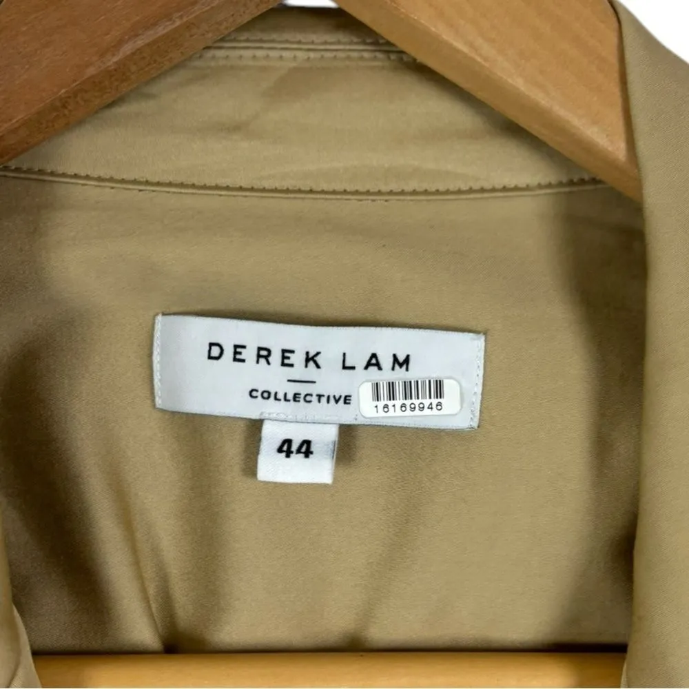Derek Lam Collection Women's Cropped Wrap Jacket Khaki Military Utilitarian Sz L - Image 9