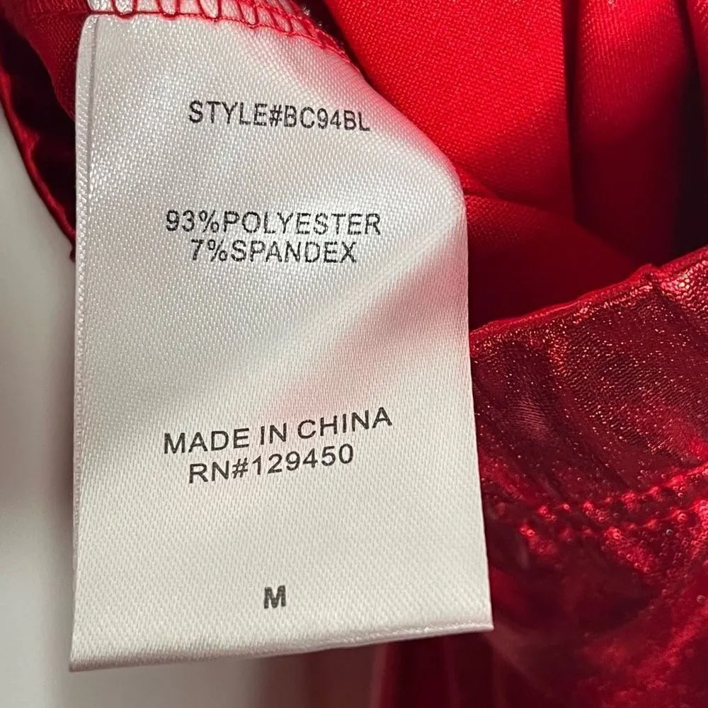 Feeling Festive Sz M Red Shiny Holiday Leggings Red Size M - Image 9