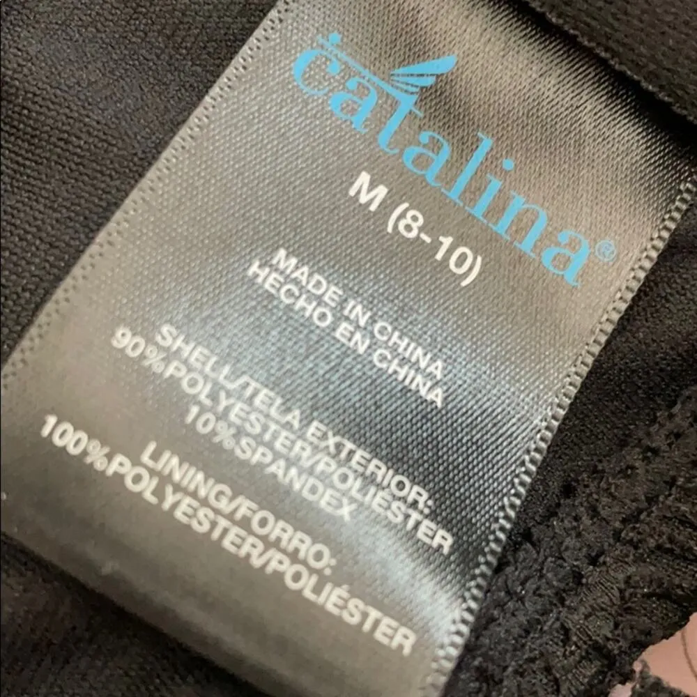 Catalina Black Crochet Halter Swim Bikini Top size Medium - Image 11