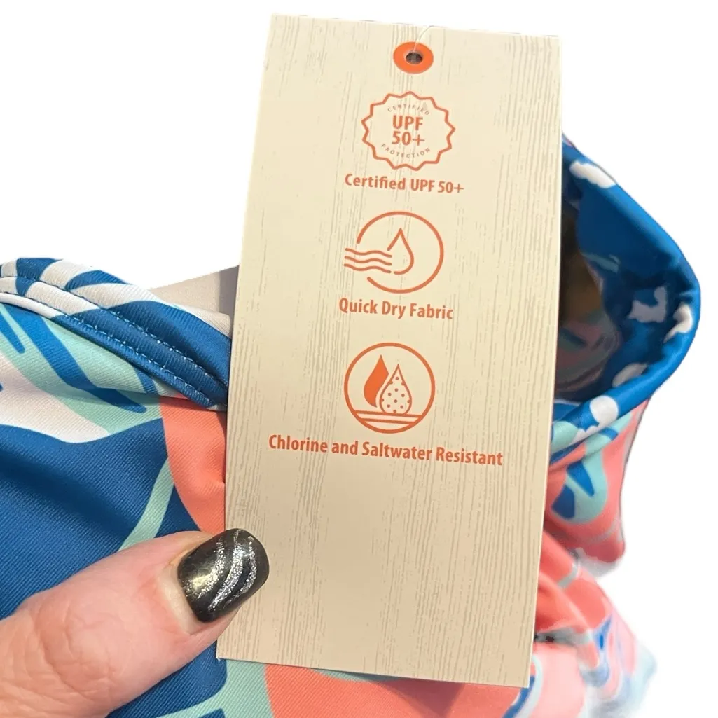 UV Skinz Tropical Pink and Blue Swim Top with UV Protection Size L - Image 10