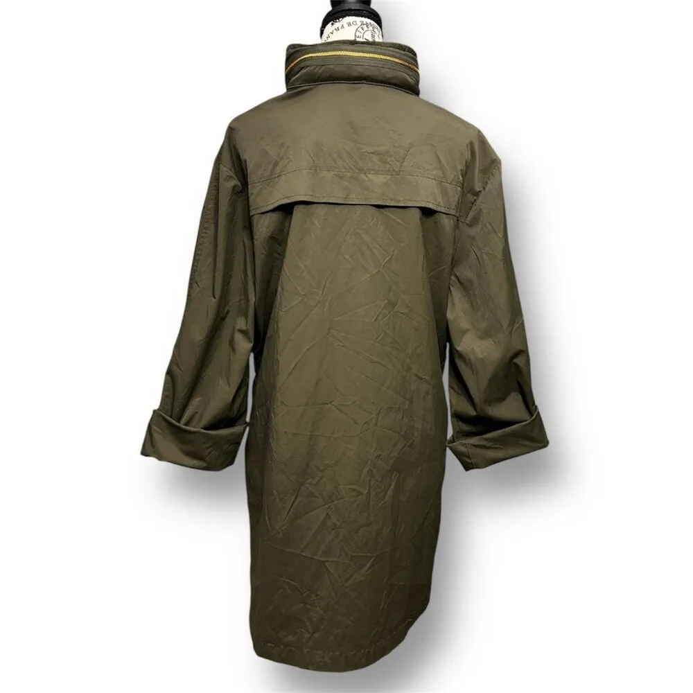 Antonio Melani Olive Green Erin Trench Coat Hooded Gold Zip Utility Outside XL - Image 7