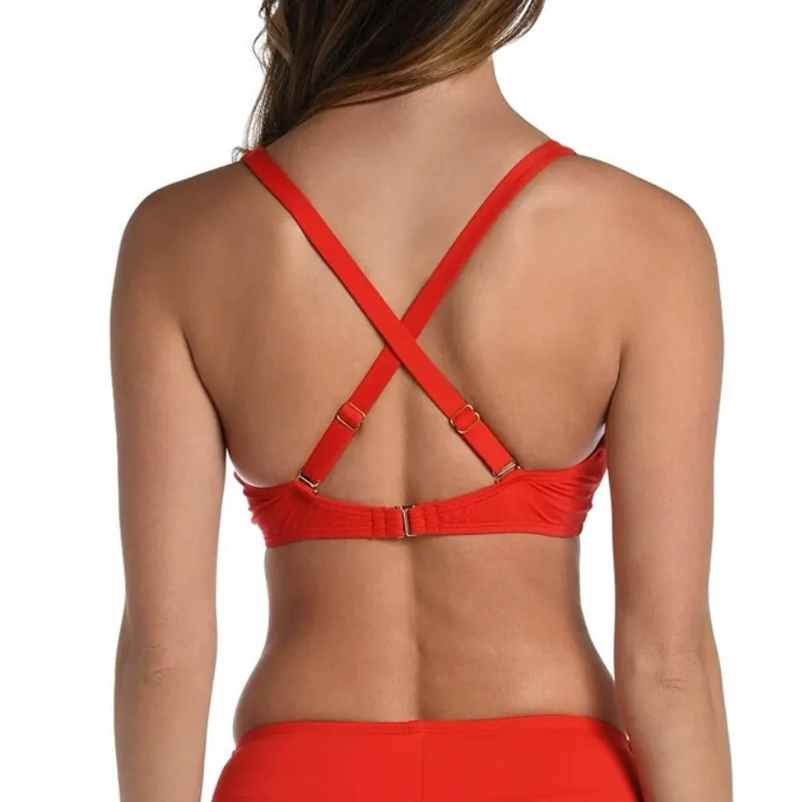 LA BLANCA Island Goddess Red Twist Front Convertible Bikini Top Size 14 New - Image 2