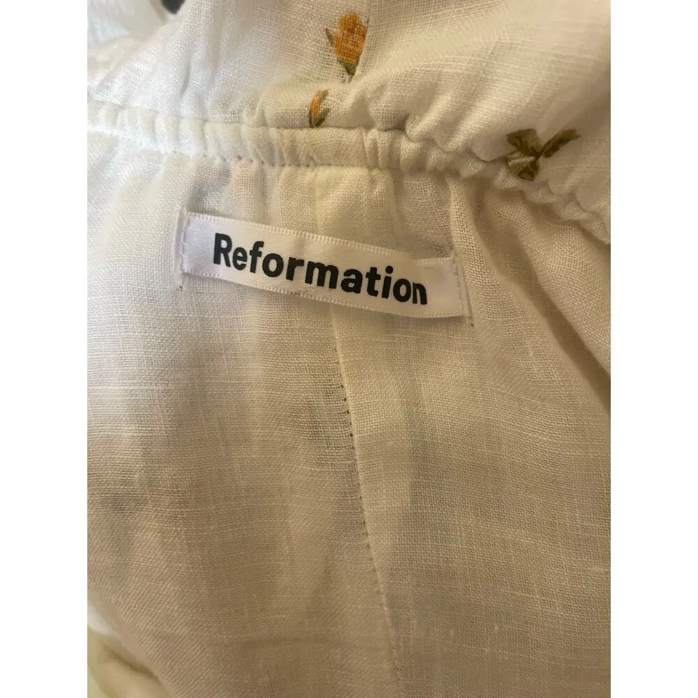 Reformation Indio Linen Off-the-Shoulder Floral Mini Dress Size XS X-Small - Image 7