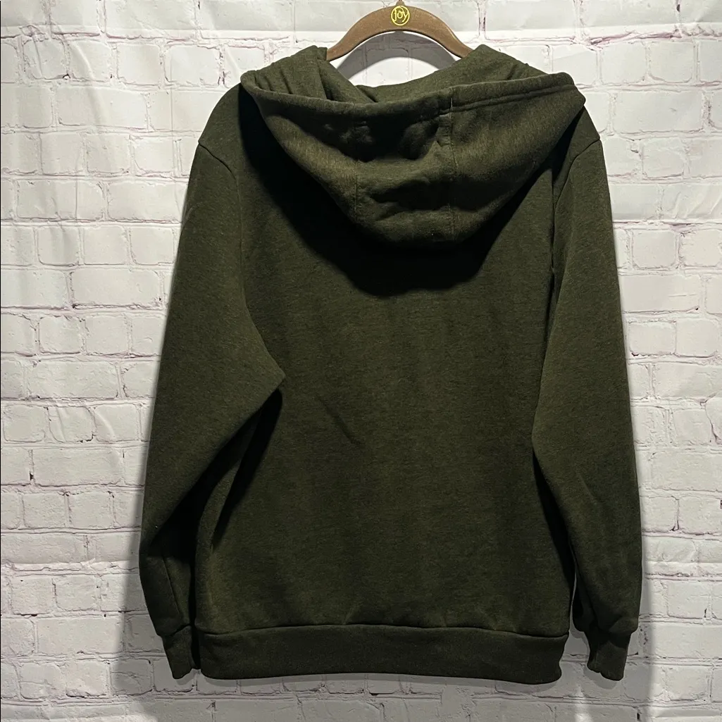 Slazenger Olive Green Fleece Zip Up Hoodie Woman’s Size Large - Image 3