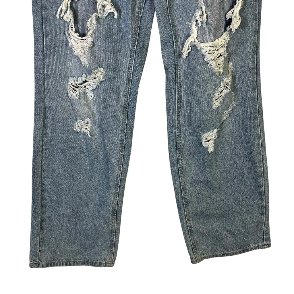 Wax Jean Wide Leg Jeans Womens 28 Light Rigid Distressed High Rise Y2K Grunge - Image 3