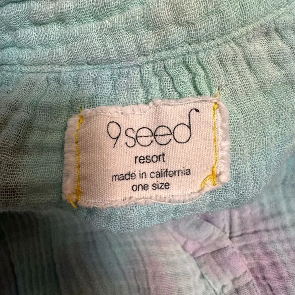 9seed TUNISIA short sleeve caftan in lightweight gauze tie dye one size Blue Size undefined - Image 4