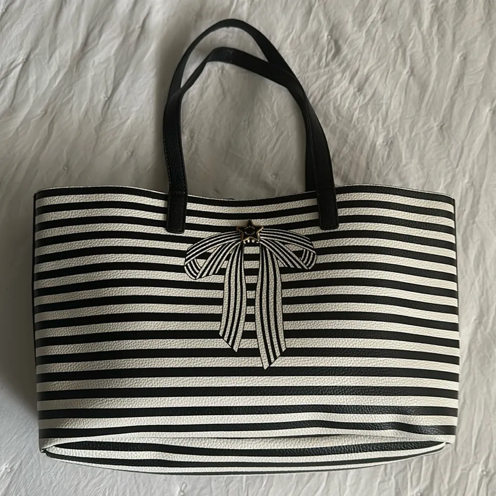 Tommy Hilfiger Shopper Tote Bow Pebble Stripes Faux Leather Star Logo - Image 2