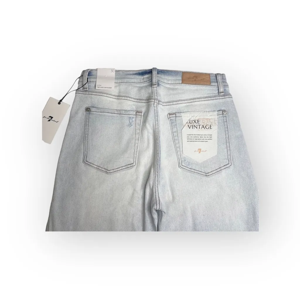new 7 For All Mankind ® ㋛ Luxe Edie Destroy Rip Knee Crop Jeans ㋛ Vintage Cloud - Image 5