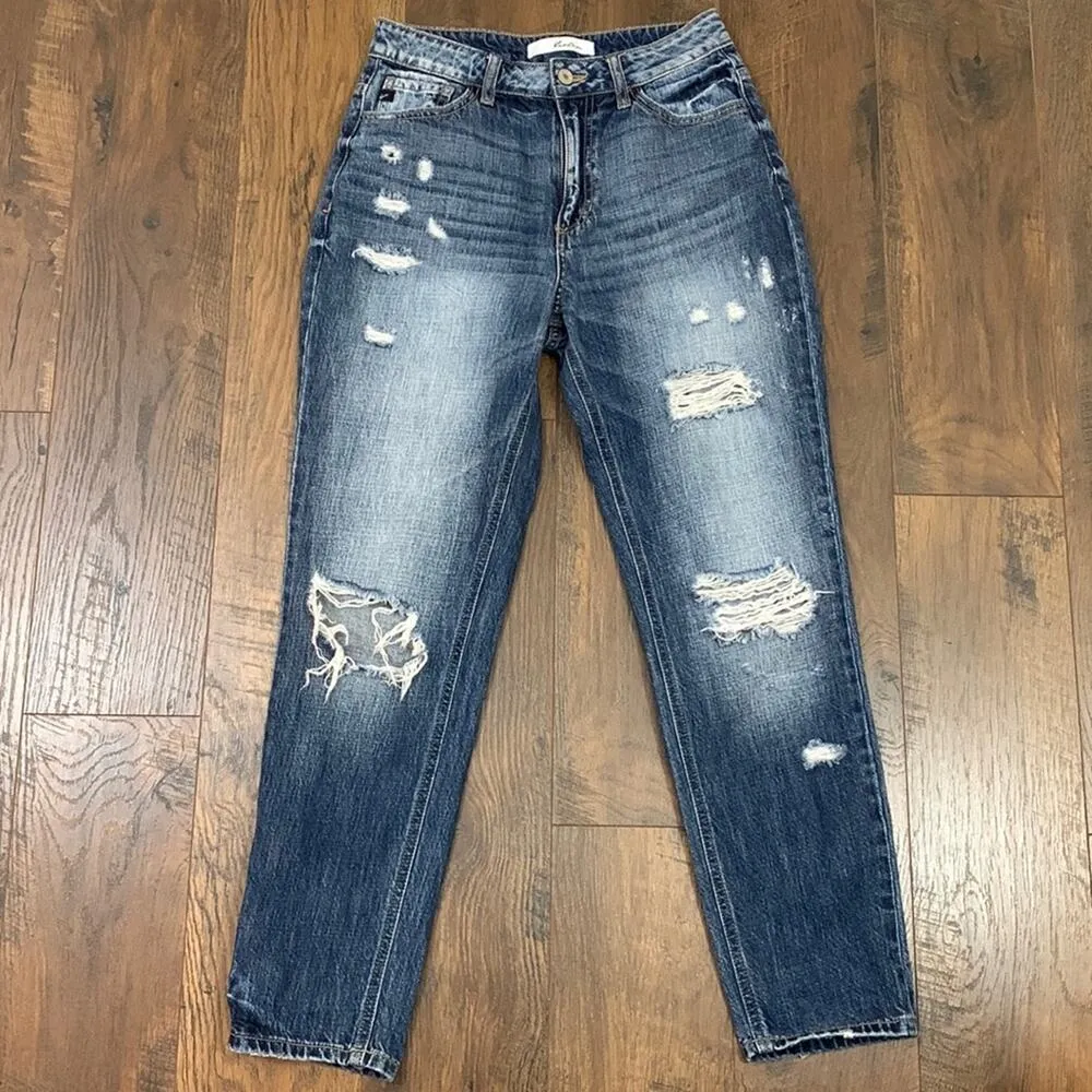 KanCan Beatrice Ultra High Rise Distressed/Ripped Boyfriend Jeans Blue Size 25 - Image 2