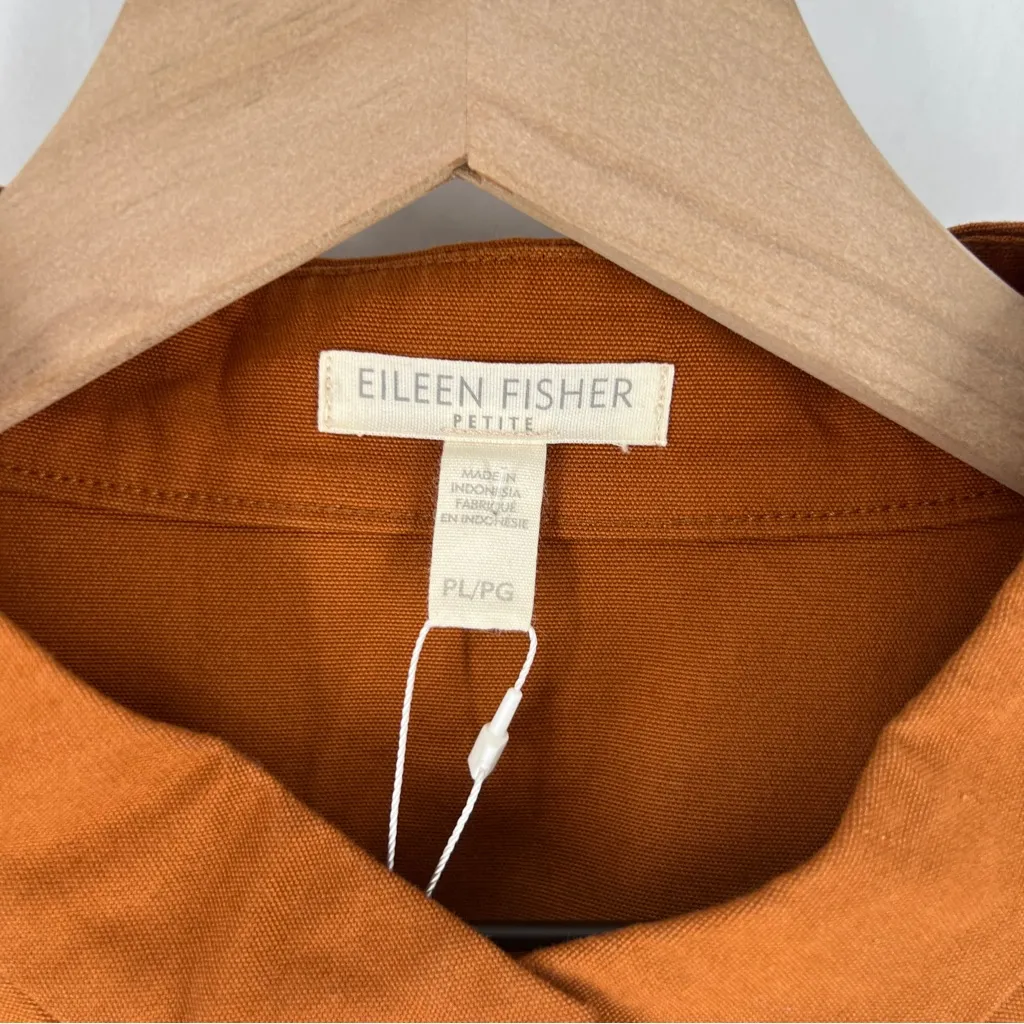 Eileen Fisher Terracotta Stand-Collar Organic Cotton Canvas Jacket $228‎ NWOT PL - Image 3