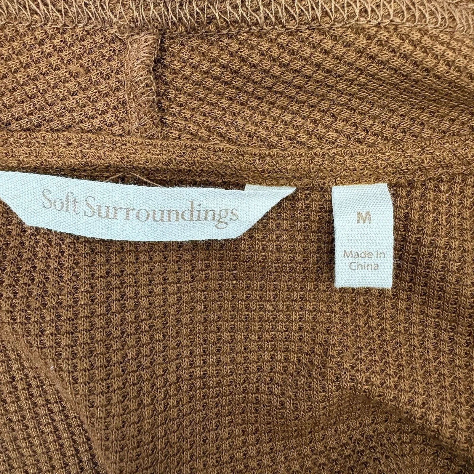 Women’s Open Front Cardigan Burnt Orange Size Medium Ribbed Soft Surroundings - Image 4