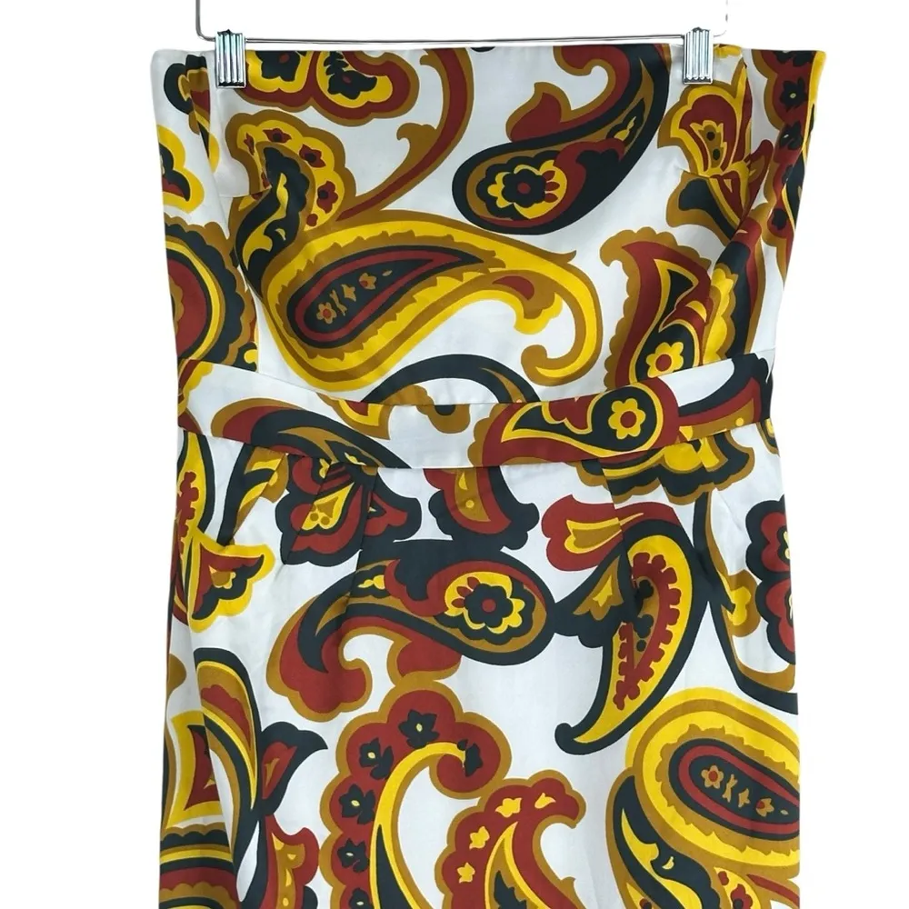 NWT Banana Republic Dress Womens 10 White Yellow Red Strapless Paisley Modest - Image 2