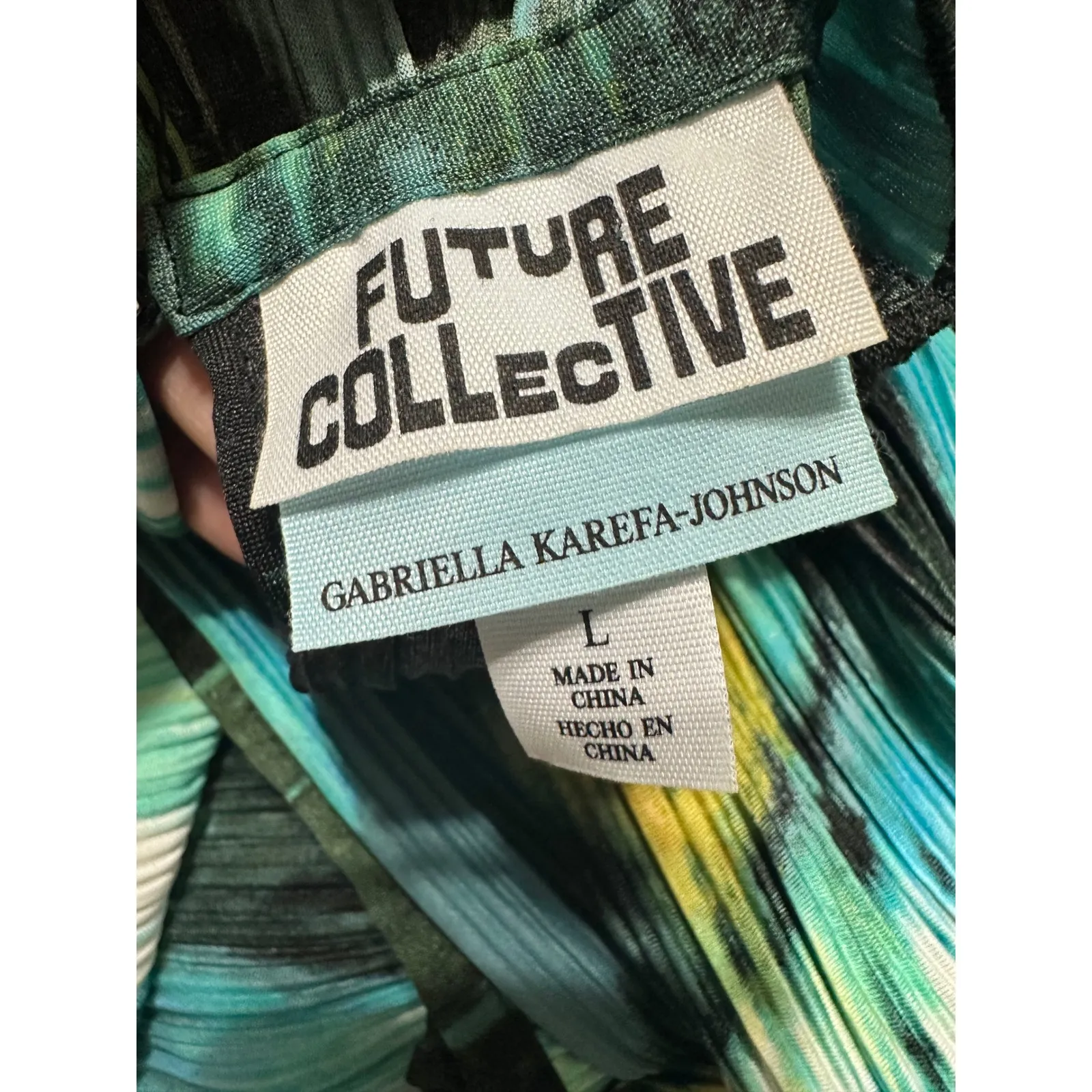 Future Collective Gabriella Karefa Johnson Pleated Mock Neck Midi Dress Size L Black Size L - Image 7