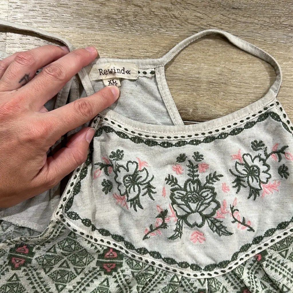 Rewind Boho Green and Red Patterned Halter Top - Image 2