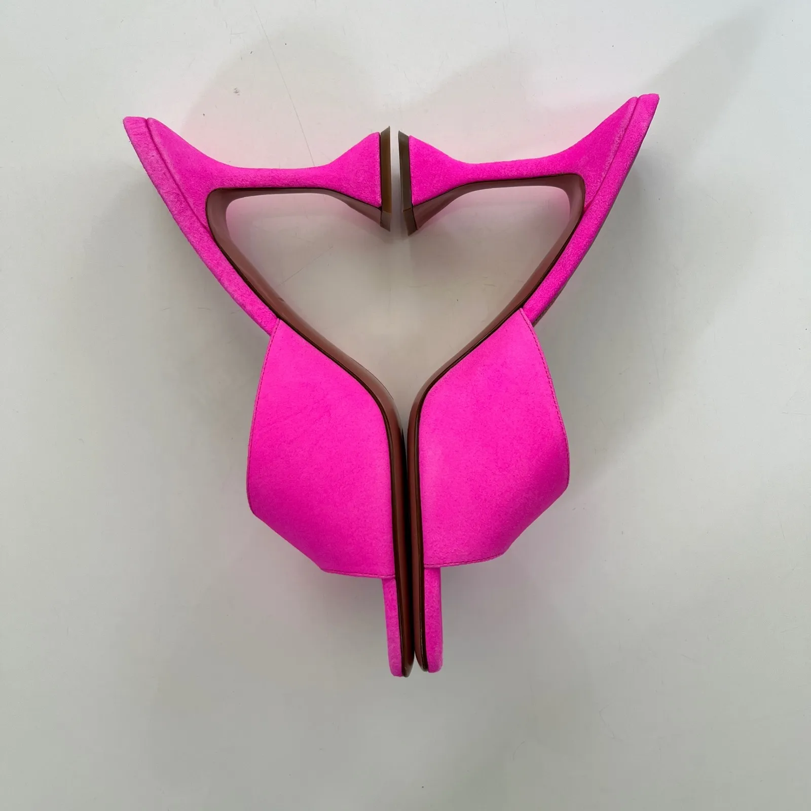 AMINA MUADDI Lupita Suede Slipper‎ Mule in Fluo Pink - Image 8