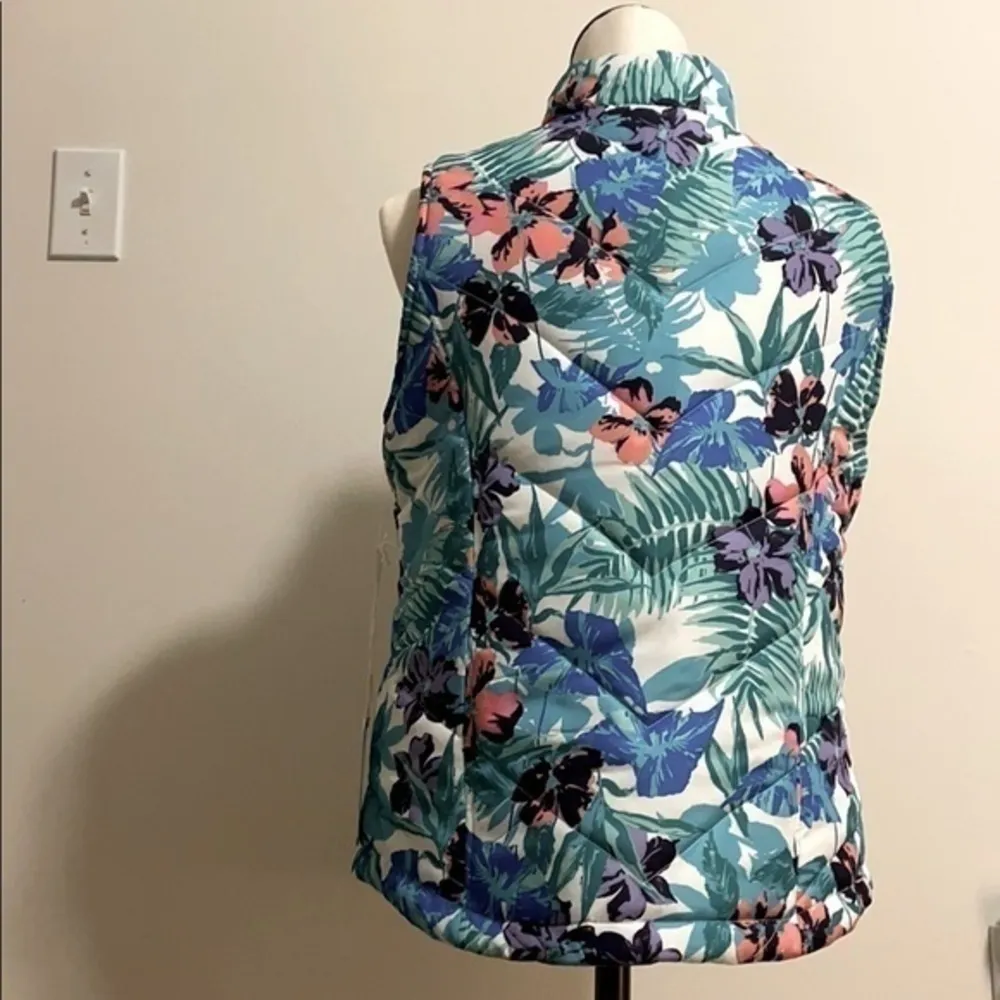 CARIBBEAN JOE Vest Floral full zipper outerwear new Size small - Image 4