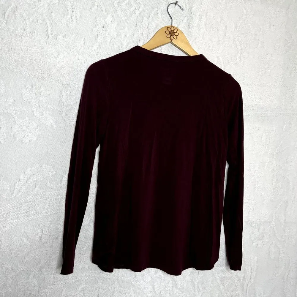American Eagle Maroon Strappy Long Sleeve Top - Image 5