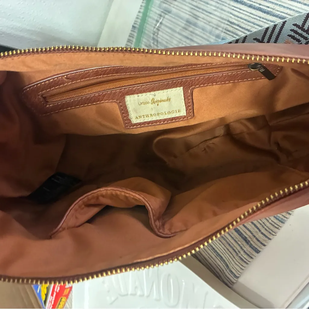Urban Originals by Anthropology Brown Leather Women's Bag with canvas strap - Image 7