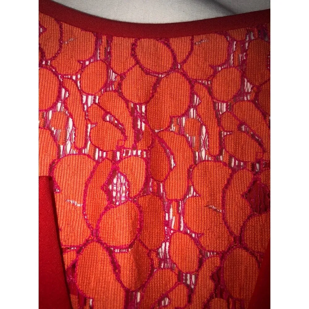 Black Halo Red Dress Size 4 Lace Sleeveless Midi Pencil Stretch Made USA LA - Image 9