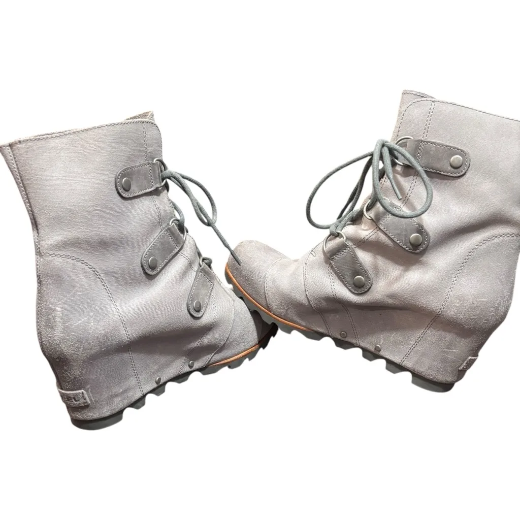 Sorel Joan of Arctic Wedge II Taupe Leather Ankle Boots Size US 10 Women’s - Image 5