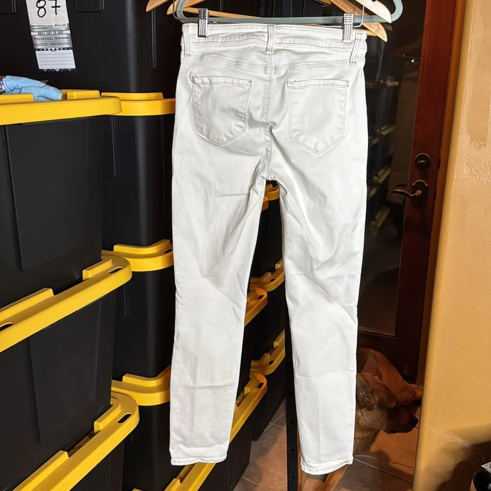 L'Agence Tilly Mid-Rise Ivory Slim Straight Jeans Macadamia Size 27 - Image 11