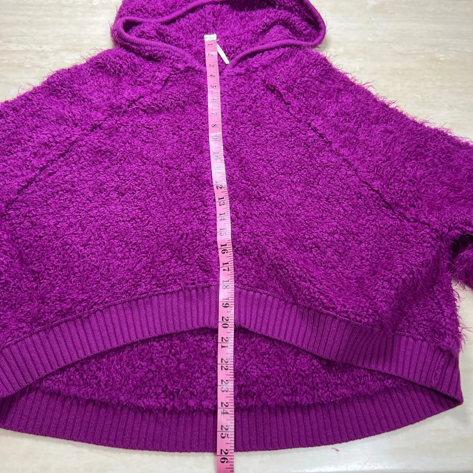 Free People Women's Fuzzy Knit Zip Up Hoodie Purple Small S Sweater - Image 7