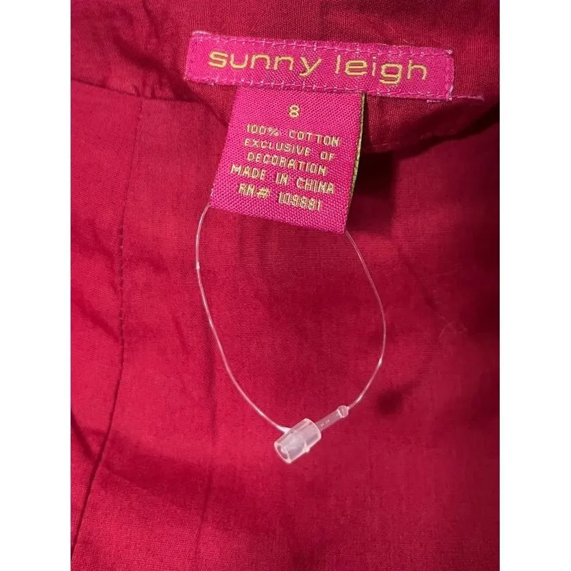 Sunny Leigh Skirt Womens Size‎ 8 Red Flare Embroidered Floral Cotton Boho - Image 3