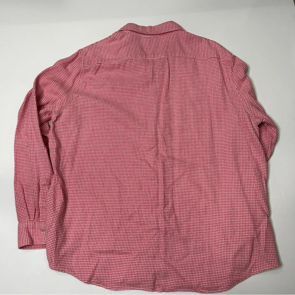 Lands' End Women’s Red Houndstooth Portuguese Flannel Button Down Shirt XL 18 - Image 2