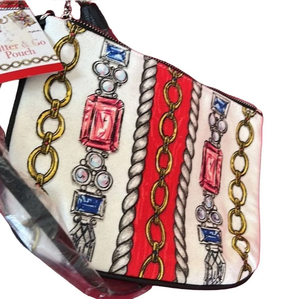Brighton Love Crossbody Bag Red Multicolor Chain Jewel Pattern Medium - Image 4
