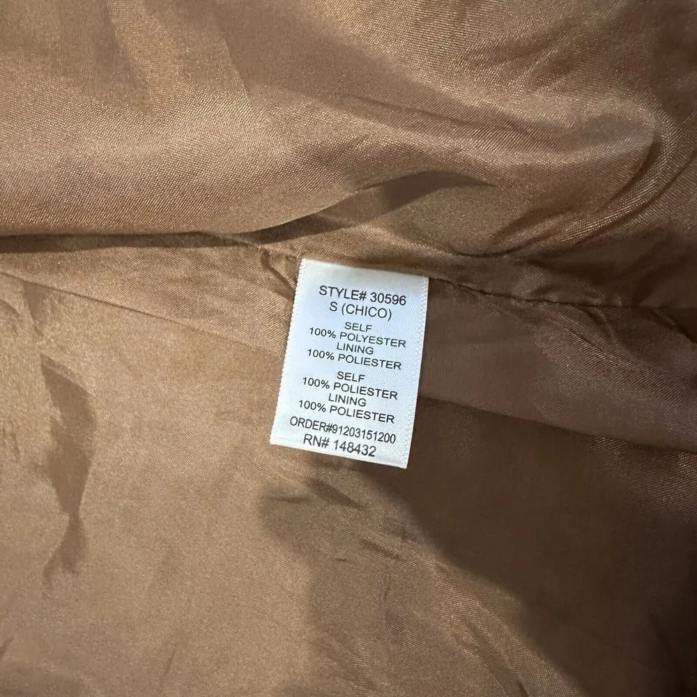 Be Cool Faux Suede Moto Biker Jacket Utility Beige Tan Women's Size Small - Image 6