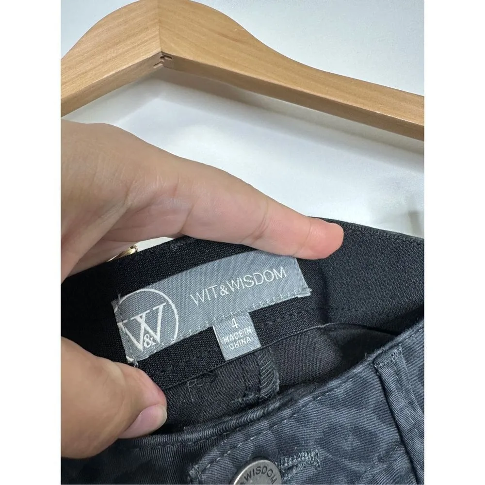 Wit & Wisdom Pants Womens Animal Print Straight Leg Gray/Black Size 4 NWT Gray - Image 4