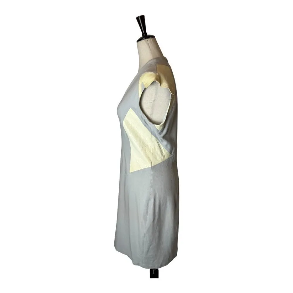 Helmut Lang Dress Women 10 Gray‎ Cream Blistered Leather Panel Sheath Mini - Image 8