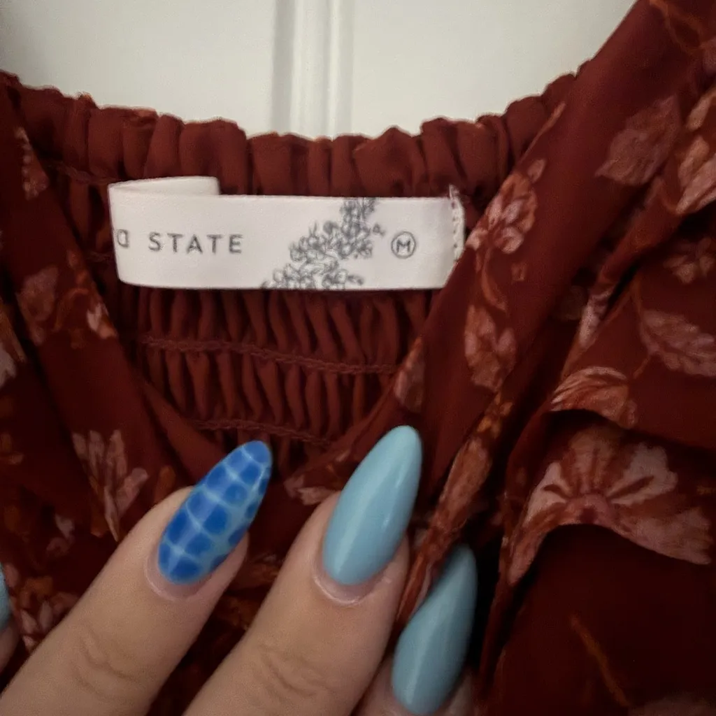 STATE Rust Floral Ruffle Dress - Image 2