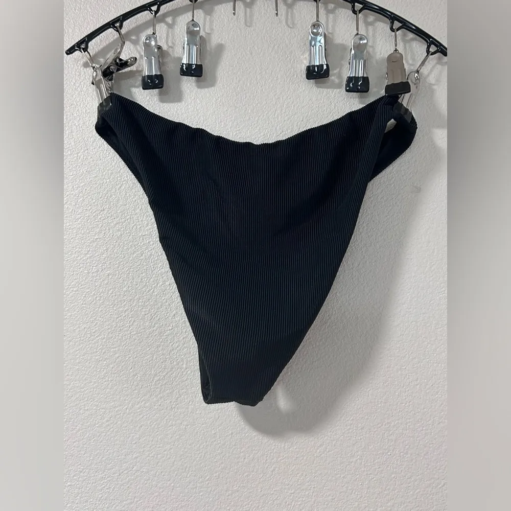 NWT Good American Swim Bottom Black Ribbed Mid Rise Better Bikini “2” Medium - Image 4