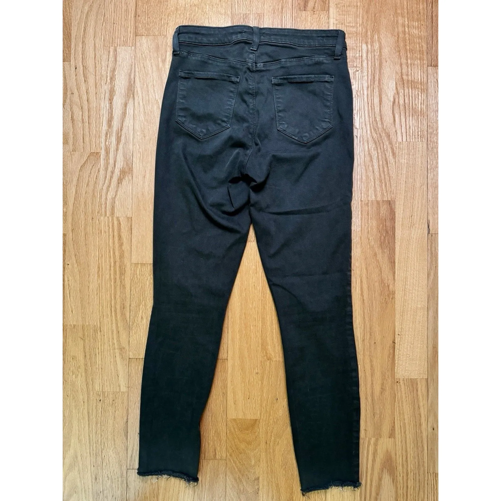 L'Agence Women's Margot High Rise Skinny Jeans Raw Hem Army Green Size 27 - Image 3